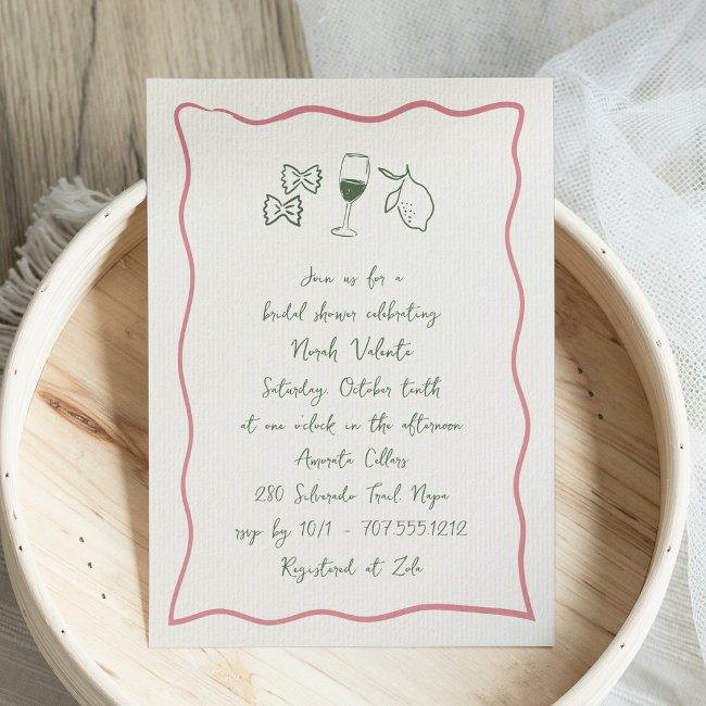 Dolce Vita Handwritten Bridal Shower Invitation