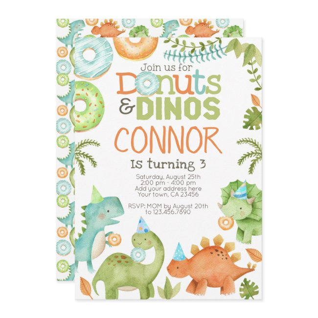 Donuts And Dinos Invitation