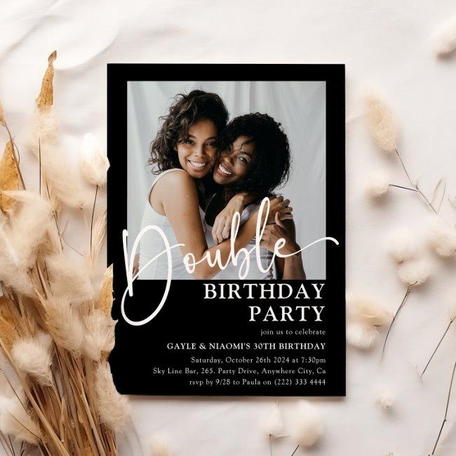 Double Birthday Party Minimal Joint Birthday Invitation