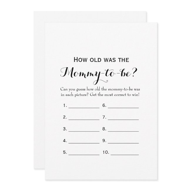Double Side- 2 Baby Shower Games- How Old | Advice Invitation