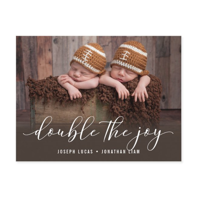 Double The Joy Twin Photo Birth Announcement Postinvitations