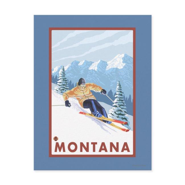 Downhhill Snow Skier - Montana Postinvitations