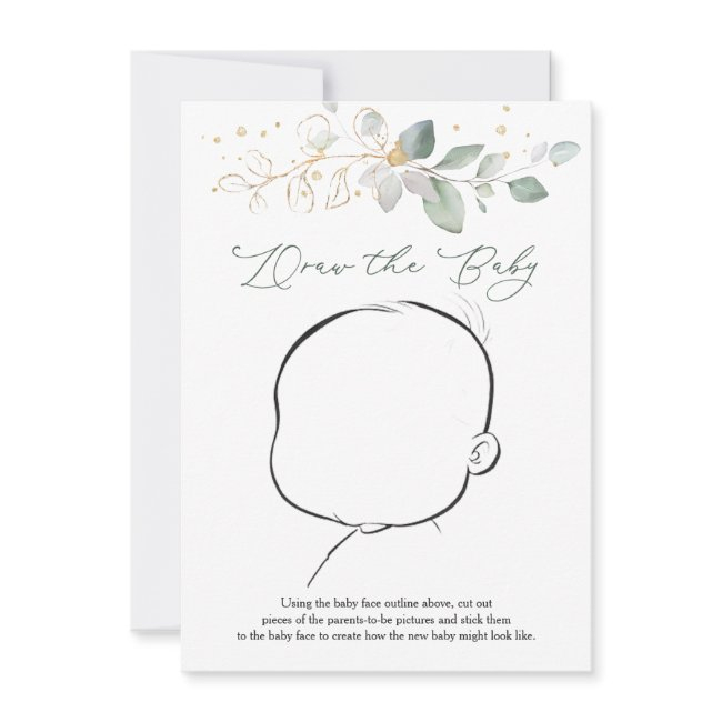 Draw The Baby Greenery Baby Shower Game Invitation