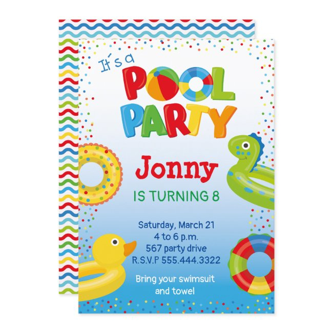 Duck Float Pool Party, Swimming Birthday Invitation