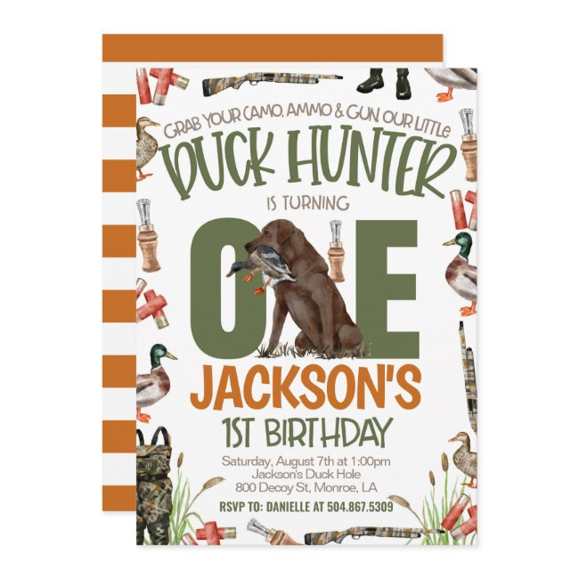 Duck Hunter First Birthday Invitation