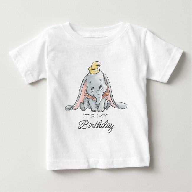 Dumbo Watercolor 1st Birthday Baby T-shirt