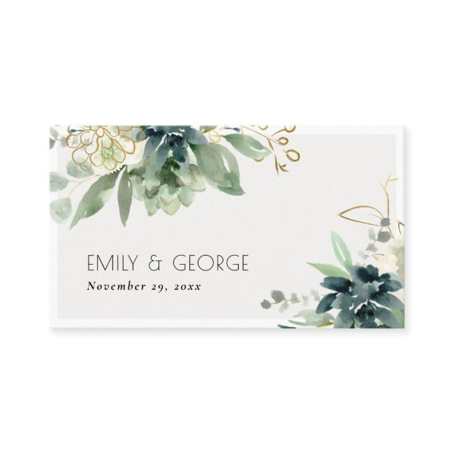 Dusky Blue Green Succulent Foliage Wedding Website Business Invitations