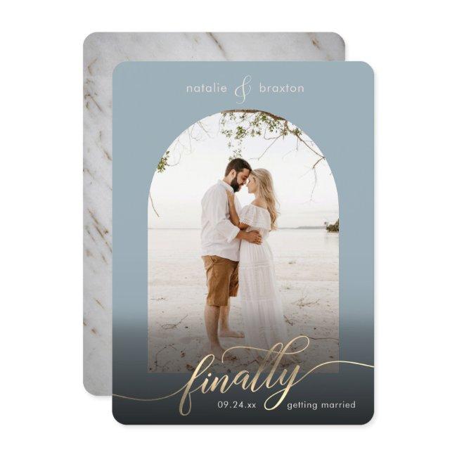 Dusty Blue Finally Getting Married & Window Photo Save The Date