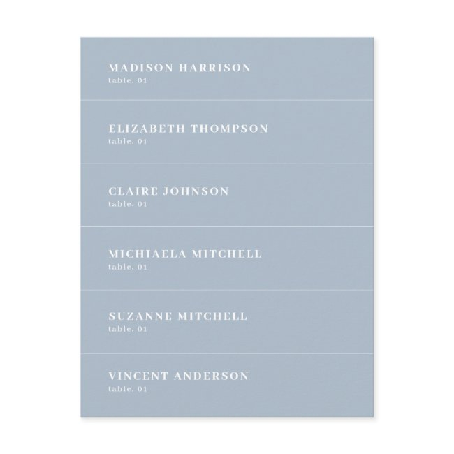Dusty Blue Wedding Place Name Card Diy