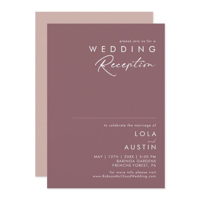 Dusty Boho | Purple And Rose Wedding Reception Invitation