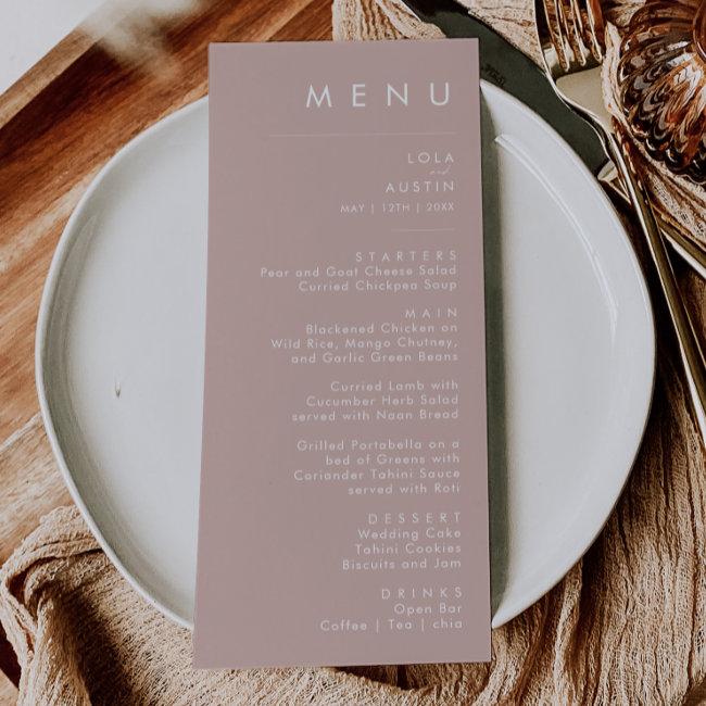 Dusty Boho | Rose And Purple Wedding Dinner Menu