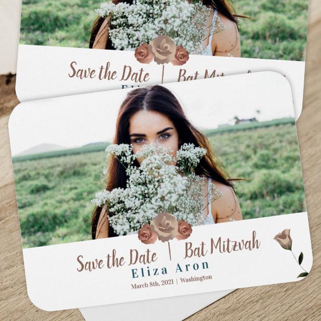 Dusty Pink, Beige Roses Save The Date Magnet