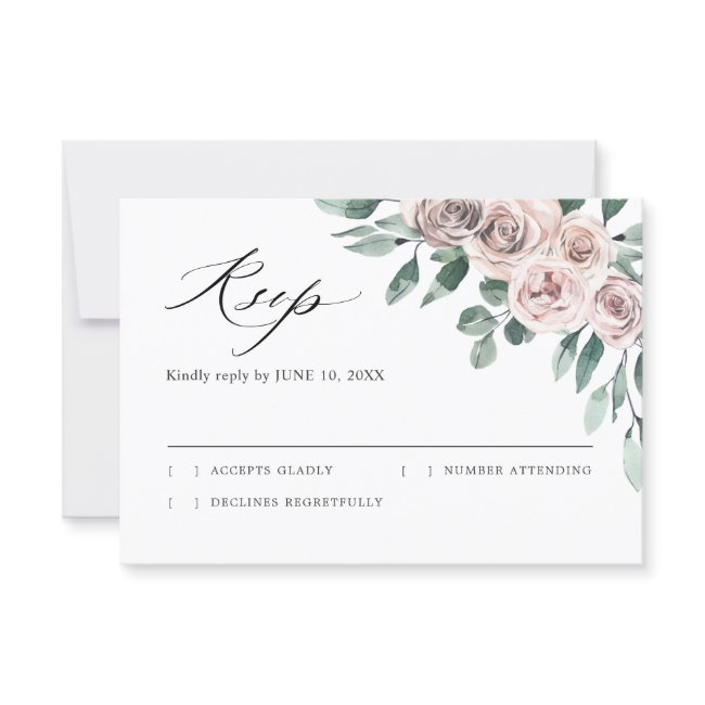Dusty Pink Mauve Rose Floral Geometric Wedding Rs Rsvp Invitations