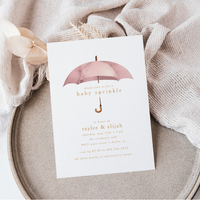Dusty Rose Girl Baby Sprinkle Shower Event | Invitation