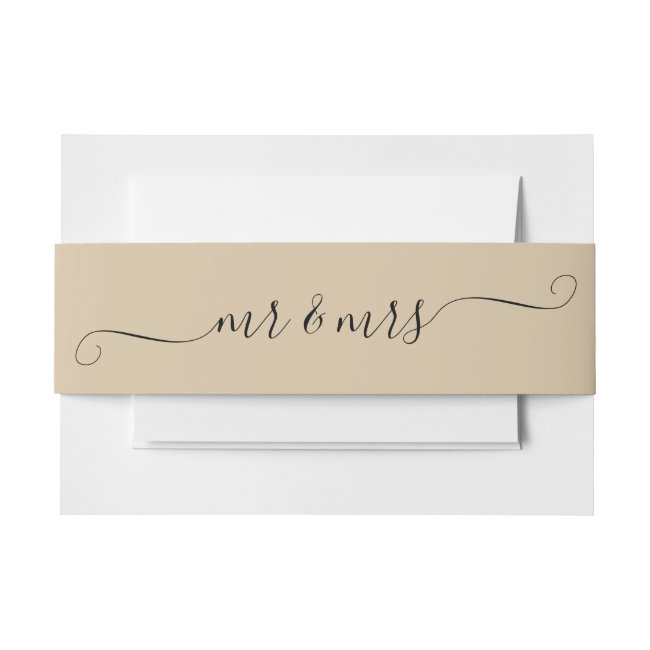 Earthtone Mr And Mrs Invitation Belly Band
