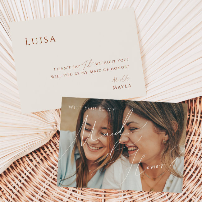 Earthy Desert Beige Faded Photo Maid Of Honor Invitations