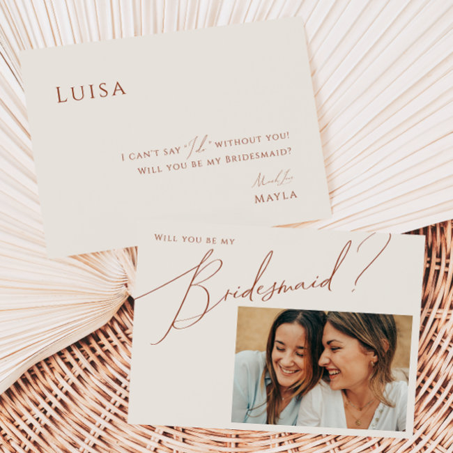 Earthy Desert Beige Photo Bridesmaid Proposal Invitations
