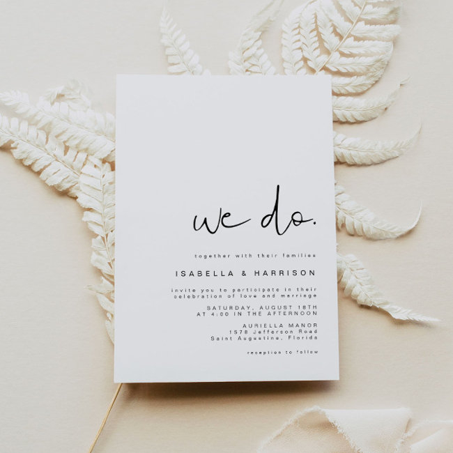 Edgy Modern Minimalist Simple We Do Wedding Invitation