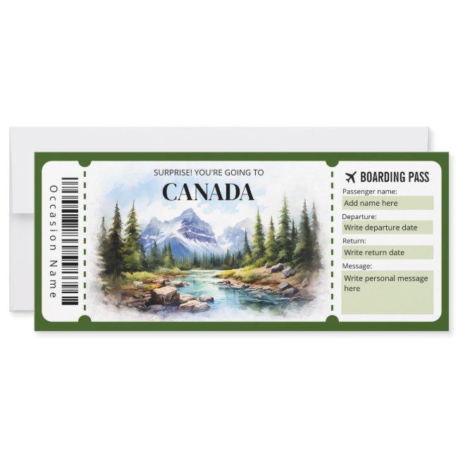 Editable Canada Boarding Pass Plane Ticket Invitation