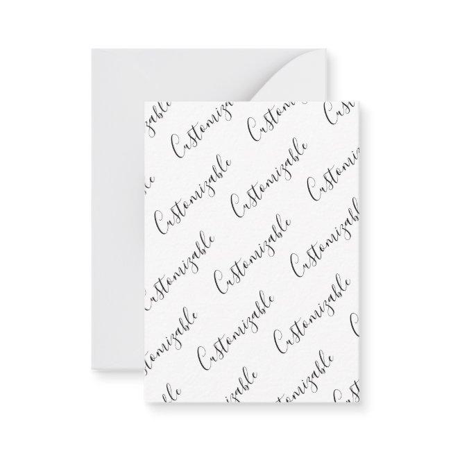 Editable Modern Scrip Text Pattern | Black & White Note Invitations
