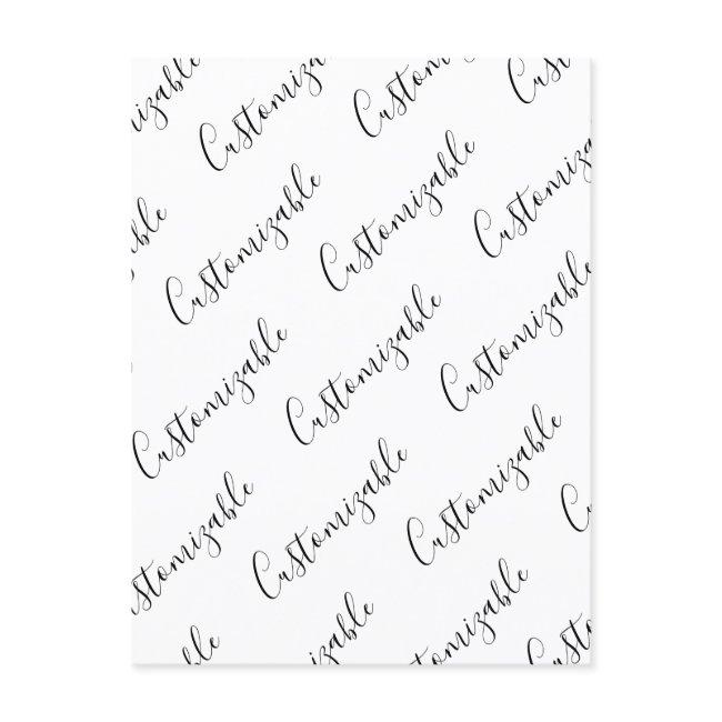 Editable Modern Scrip Text Pattern | Black & White Postinvitations