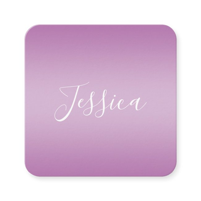 Editable Soft Mauve Ombre & White Text Script Square Business Invitations
