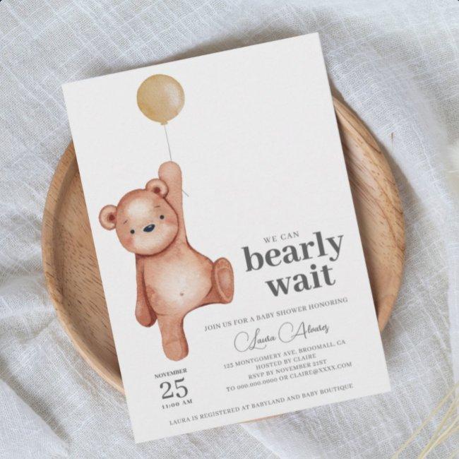 Editable Teddy Bear Baby Shower Invitation