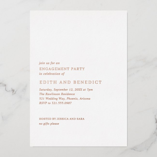 Edith Modern Engagement Party Foil Invitation
