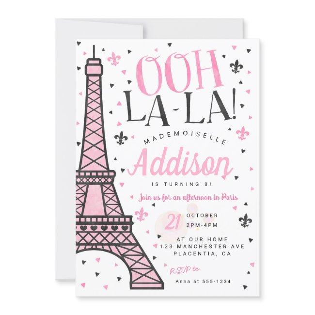 Eiffel Tower Paris Birthday Party Girl Invitation