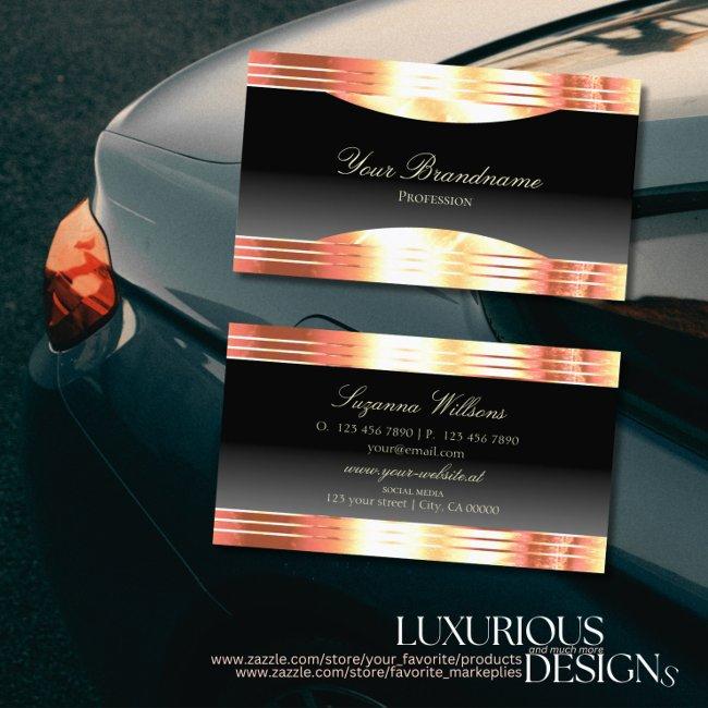 Elegance Black With Rose Gold Borders Sumptuous Business Invitations