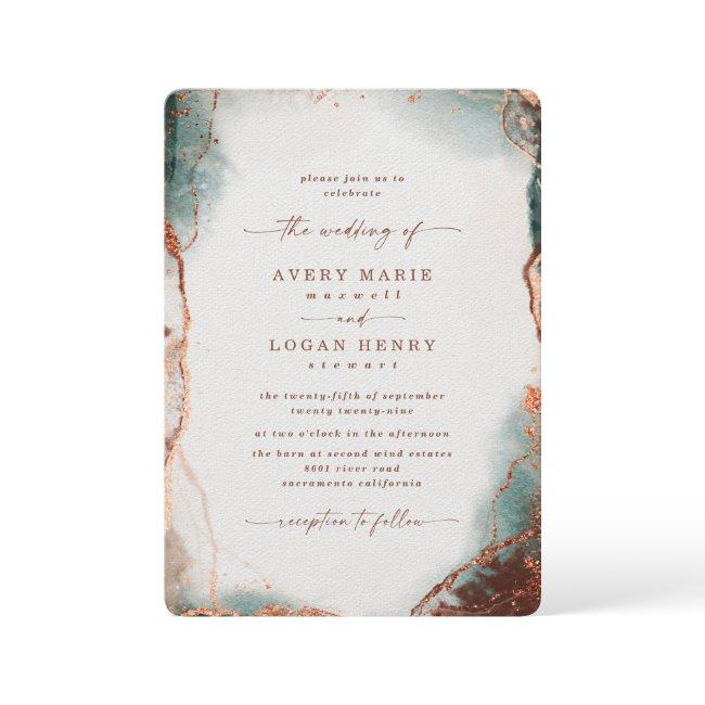 Elegant Abstract Watercolor Terra Cotta Wedding Invitation