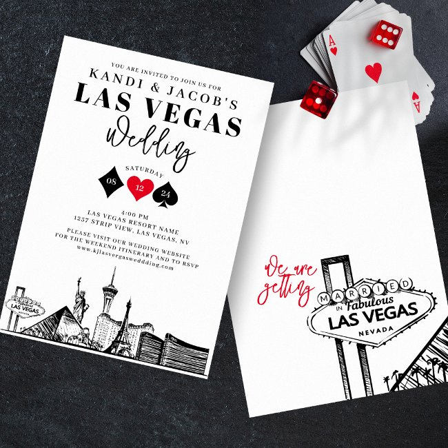 Elegant And Fun Las Vegas Wedding Invitation