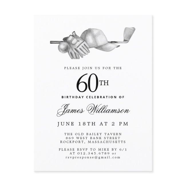 Elegant Black White Golf 60th Birthday Party Invitation Postinvitations
