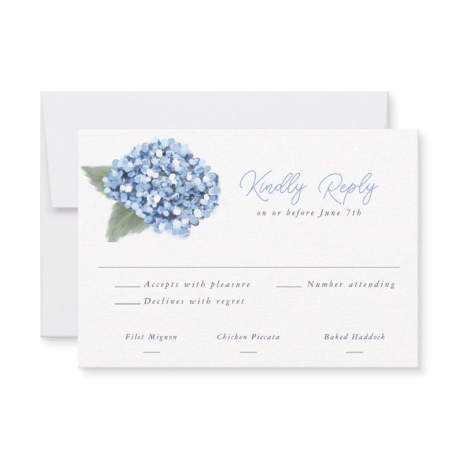 Elegant Blue Hydrangea Floral Wedding Rsvp Invitations