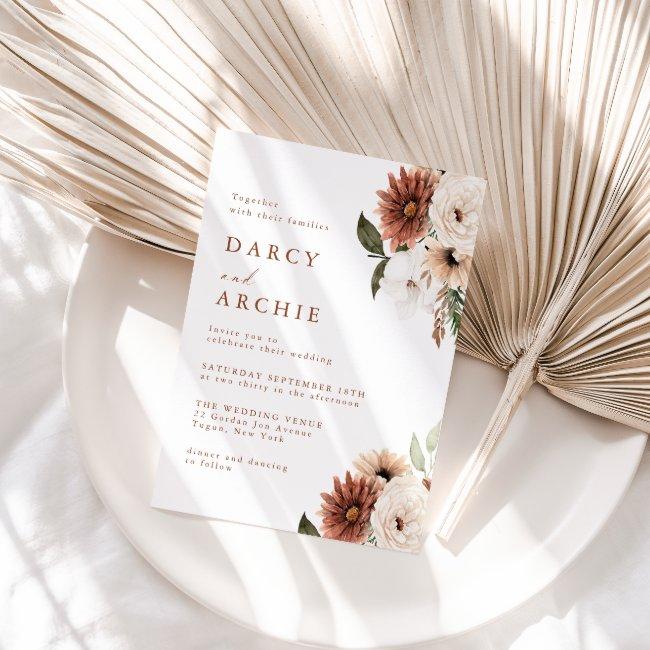 Elegant Bohemian Floral All Seasons Wedding Invitation