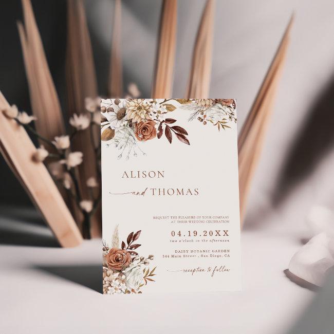 Elegant Bohemian Terracotta Wedding Invitation