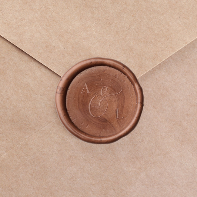 Elegant Bride And Groom Initials Monogram Wedding Wax Seal Sticker