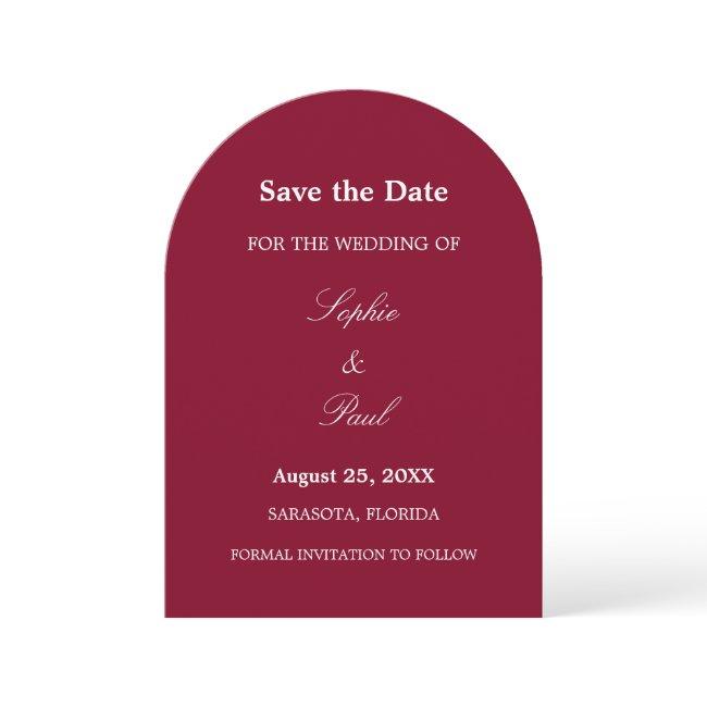 Elegant Burgundy Arch Save The Date