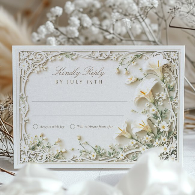 Elegant Calla Lily Wedding Rsvp Invitations