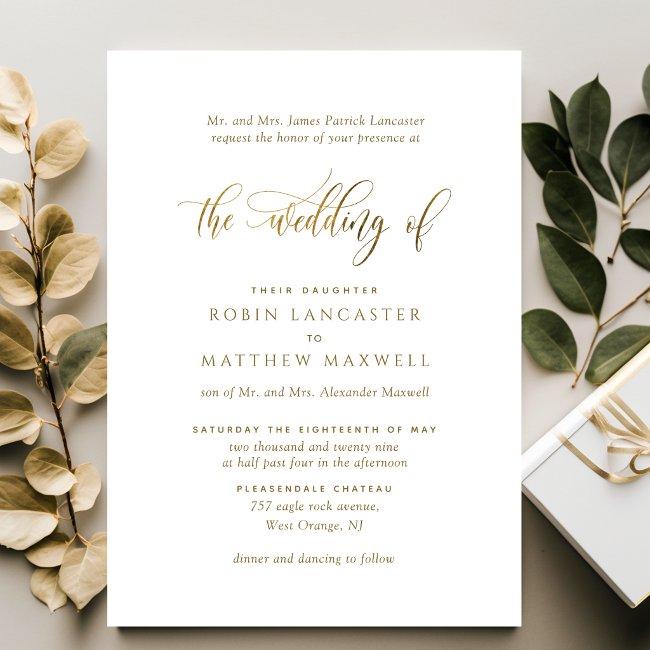 Elegant Calligraphy Formal Wedding Invitation
