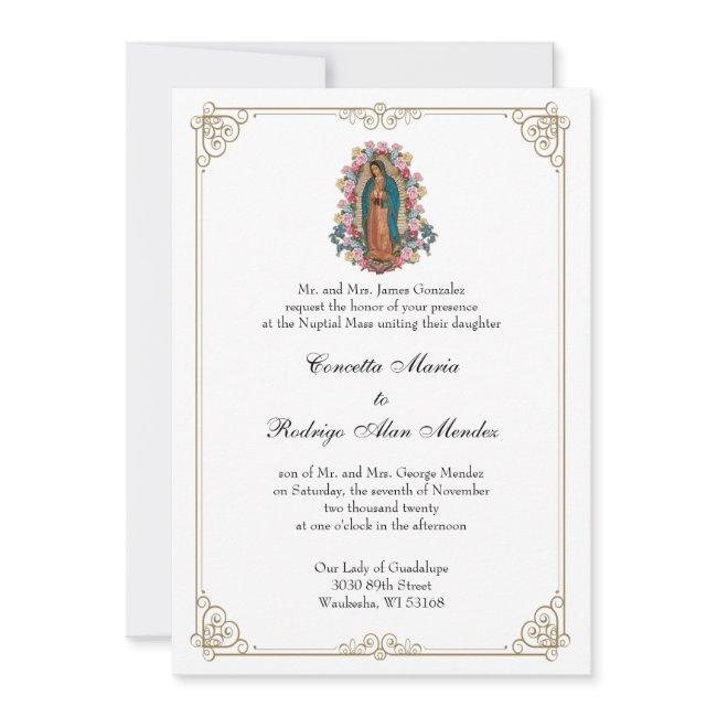 Elegant Catholic Virgin Guadalupe Wedding Invitation