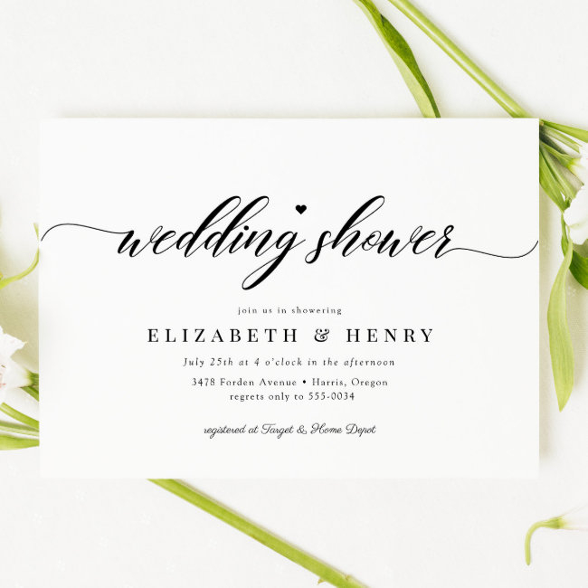 Elegant Chic Wedding Shower Couples Bridal Shower Invitation