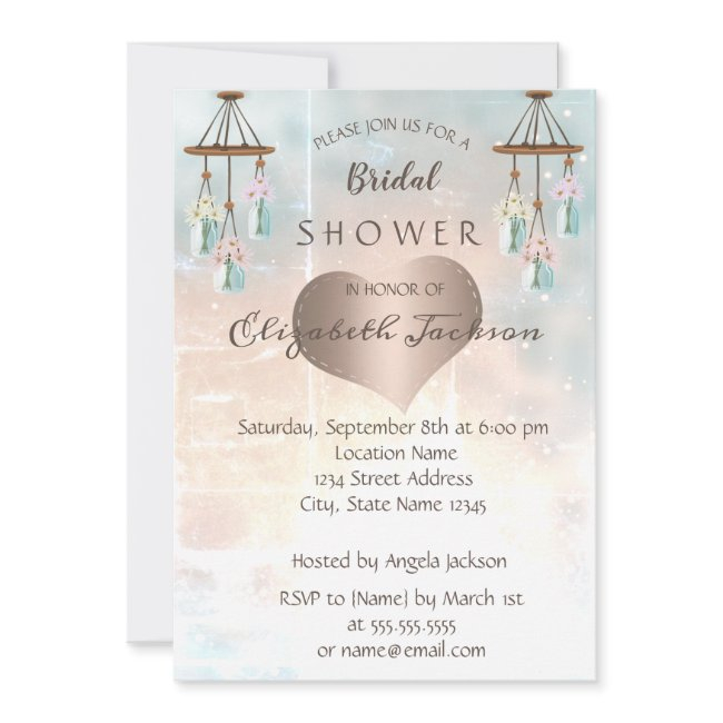 Elegant Chic Wind Chimes, Heart Bridal Shower Invitation