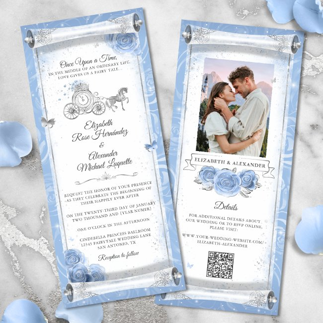 Elegant Cinderella Wedding Scroll Invitation Invitations