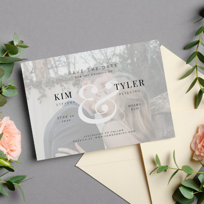 Elegant Custom Photo Faux Vellum Modern Wedding Save The Date