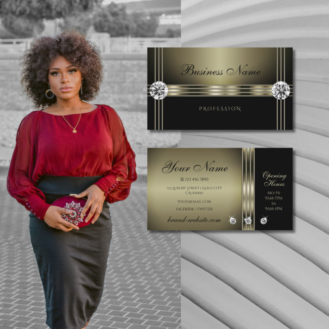 Elegant Dark Silver And Black Bright Rhinestones Business Invitations