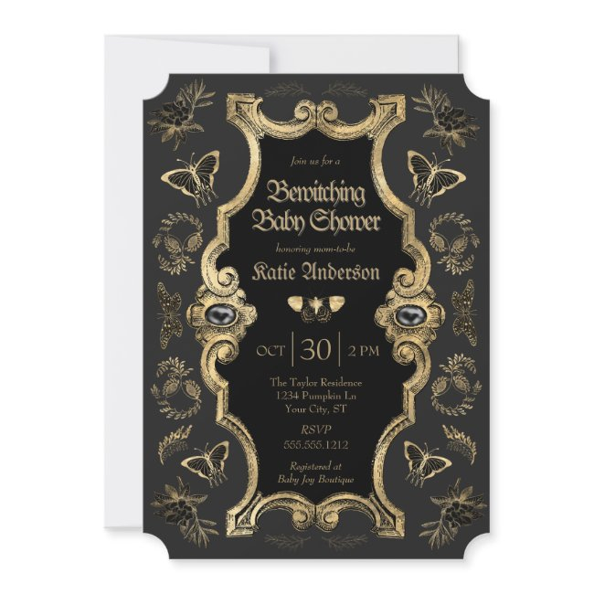 Elegant Dark Victorian Gothic Baby Shower Invitation
