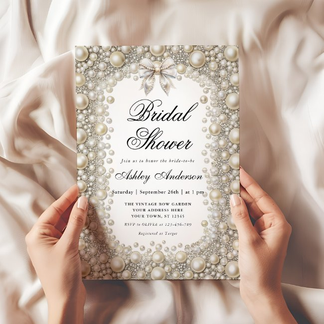 Elegant Diamonds And Pearls Bridal Shower Invitation