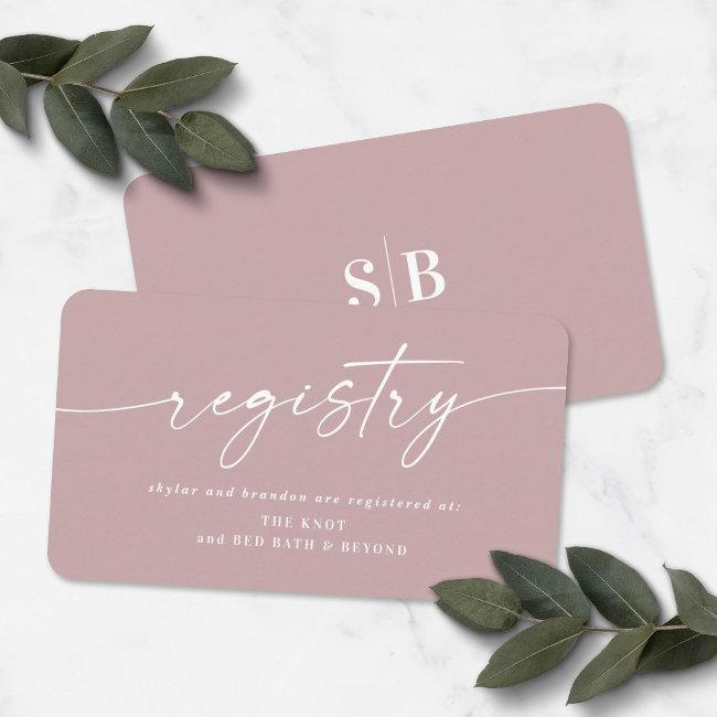 Elegant Dusty Mauve Wedding Shower Gift Registry Enclosure Invitations