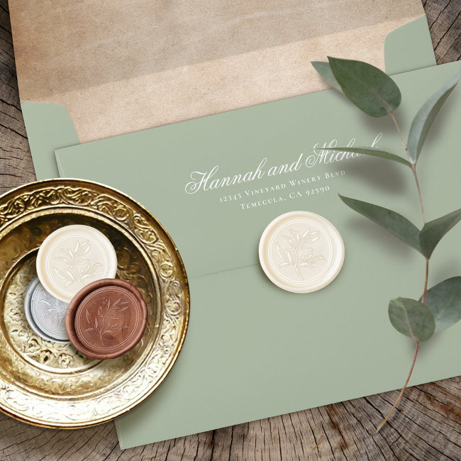 Elegant Embossed Botanical Leaves Real Wax Seal Sticker